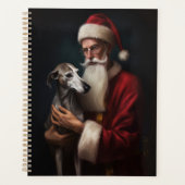 Greyhound Met Sinterklaas Feestelijke Kerstmis Planner (Voorkant)