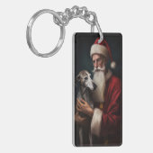 Greyhound Met Sinterklaas Feestelijke Kerstmis Sleutelhanger (Voorkant Links)
