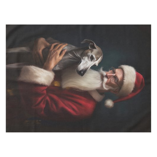 Greyhound Met Sinterklaas Feestelijke Kerstmis Tafelkleed (Voorkant (Horizontaal))