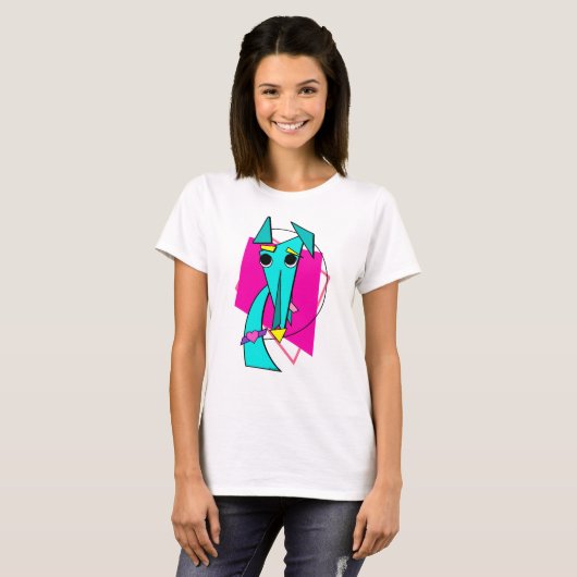 Greyhound Minimalistische Pop Art Pup T-shirt (Voorkant volledig)