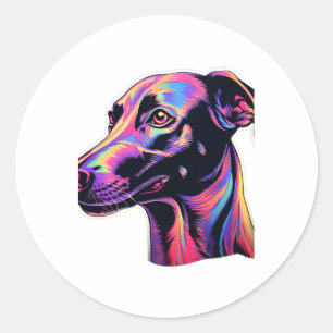 Greyhound Neon Design Ronde Sticker