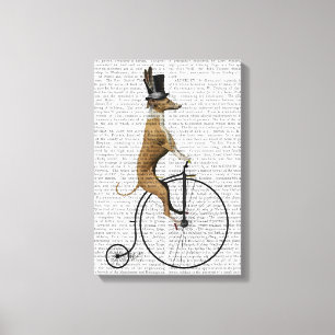 Greyhound op Black Penny Farthing Bike Canvas Afdruk