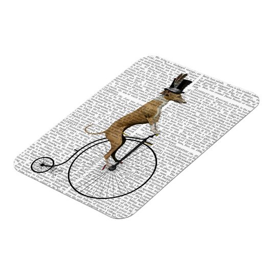 Greyhound op Black Penny Farthing Bike Magneet (Linkerzijde)