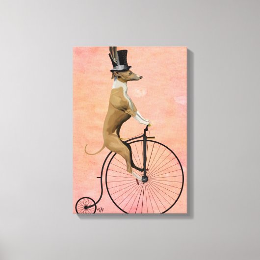 Greyhound op Black Penny Farthing Canvas Afdruk (Voorkant)