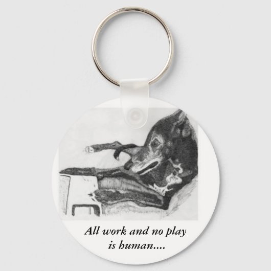 Greyhound op de computerschets sleutelhanger (Voorkant)