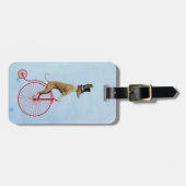 Greyhound op Red Penny Farthing Bagagelabel (Voorkant horizontaal)