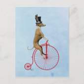Greyhound op Red Penny Farthing Briefkaart (Voorkant)