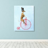 Greyhound op Red Penny Farthing Canvas Afdruk (Insitu (Houten vloer))