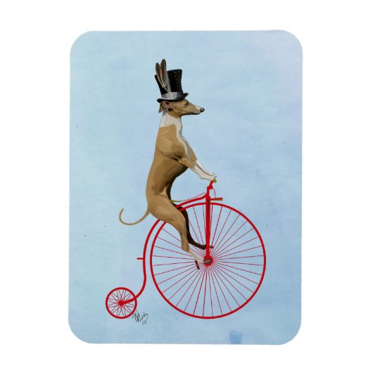 Greyhound op Red Penny Farthing Magneet (Verticaal)