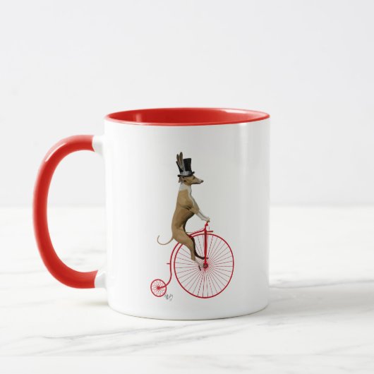 Greyhound op Red Penny Farthing Mok (Links)