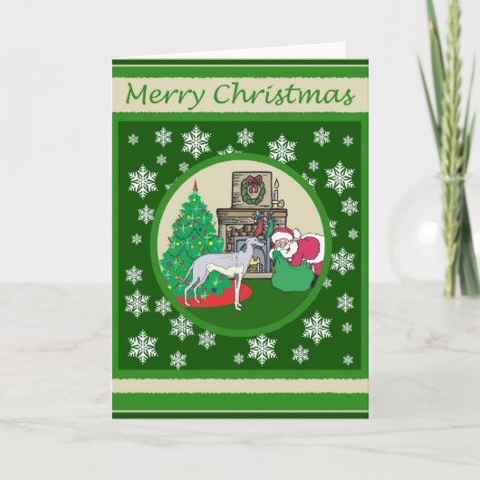 Greyhound ouderwetse kerst feestdagen kaart (Voorkant)