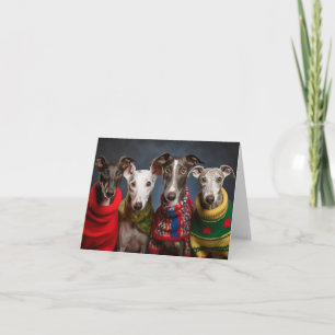 Greyhound Puppies Kerst Kaart