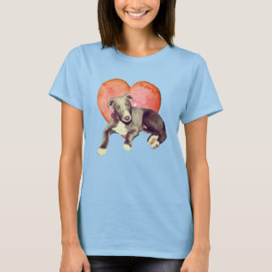 Greyhound Puppy and roze Heart T-shirt
