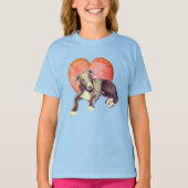 Greyhound Puppy and roze Heart T-shirt (Voorkant)