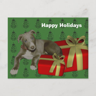 Greyhound Puppy Dog Briefkaart met kerstfeestdag
