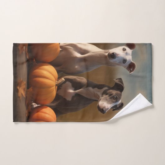 Greyhound Puppy Herfst Delight Pompoen Bad Handdoek (Handdoek)