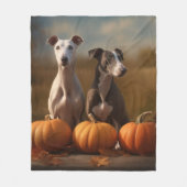 Greyhound Puppy Herfst Delight Pompoen Fleece Deken (Voorkant)