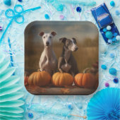 Greyhound Puppy Herfst Delight Pompoen Papieren Bordje (Feest)