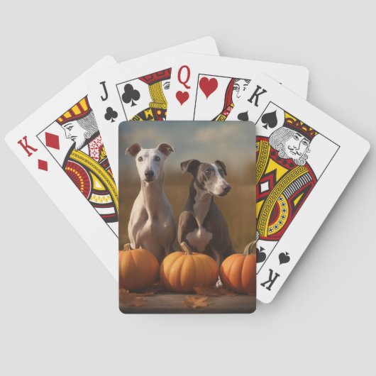 Greyhound Puppy Herfst Delight Pompoen Pokerkaarten (Achterkant)