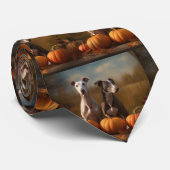 Greyhound Puppy Herfst Delight Pompoen Stropdas (Opgerold)