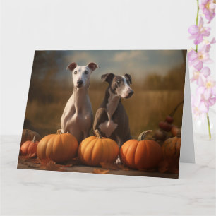 Greyhound Puppy Herfstpracht Pompoen Kaart
