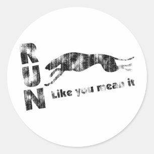 Greyhound ren alsof je het meent ronde sticker