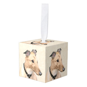 Greyhound Schilderij - Mooie Originele Hond Kunst Kubus Ornament