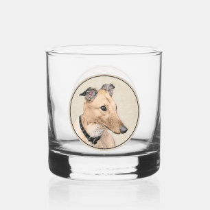 Greyhound Schilderij - Mooie Originele Hond Kunst Whisky Glas