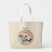 Greyhound Schilderij Schattige Rood Wit Originele  Grote Tote Bag (Achterkant)