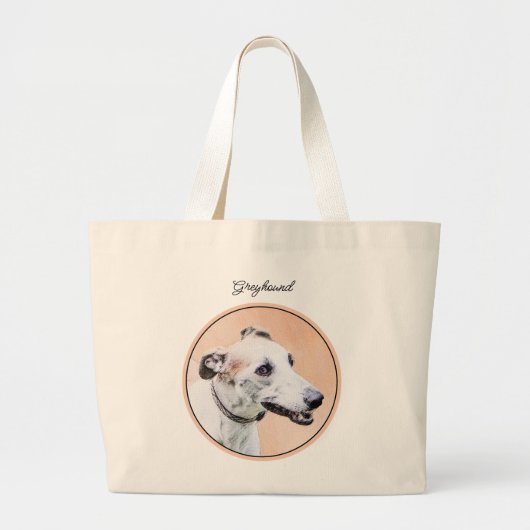 Greyhound Schilderij Schattige Rood Wit Originele  Grote Tote Bag (Voorkant)
