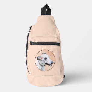 Greyhound Schilderij Schattige Rood Wit Originele  Sling Bag