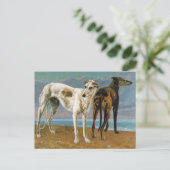 Greyhound Schilderij - Twee Greyhounds - kunst Briefkaart (Staand voorkant)