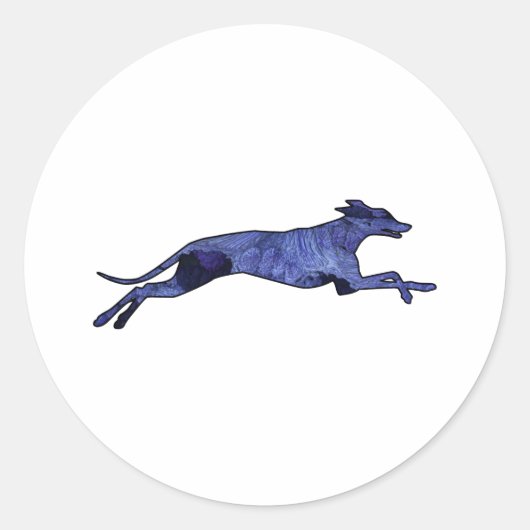 Greyhound Silhouette Fractal Ronde Sticker (Voorkant)
