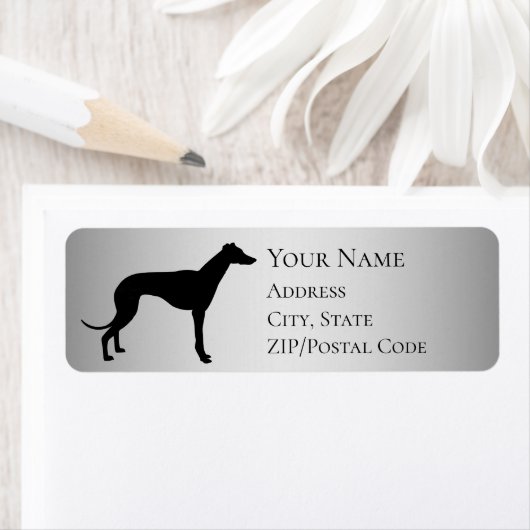 Greyhound Silhouette Return Address Etiket (Insitu)