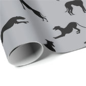 Greyhound Silhouettes Black op grijs Cadeaupapier (Rol Hoek)