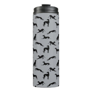 Greyhound Silhouettes Black op grijs Thermosbeker