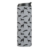 Greyhound Silhouettes Black op grijs Thermosbeker (Gedraaid links)