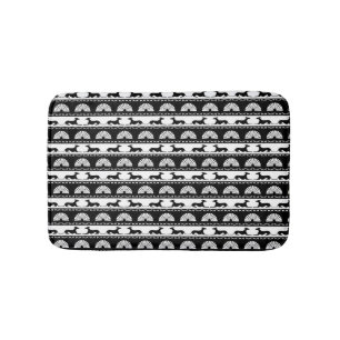 Greyhound Silhouettes Black White Art Deco Fan Badmat