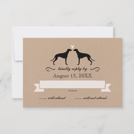 Greyhound Silhouettes Mariage RSVP Réponse (Devant)