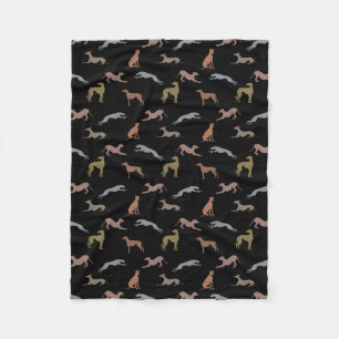Greyhound Silhouettes Metallic Shades op Black Fleece Deken
