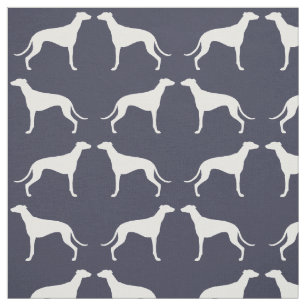 Greyhound Silhouettes Pattern Midnight Blue Stof