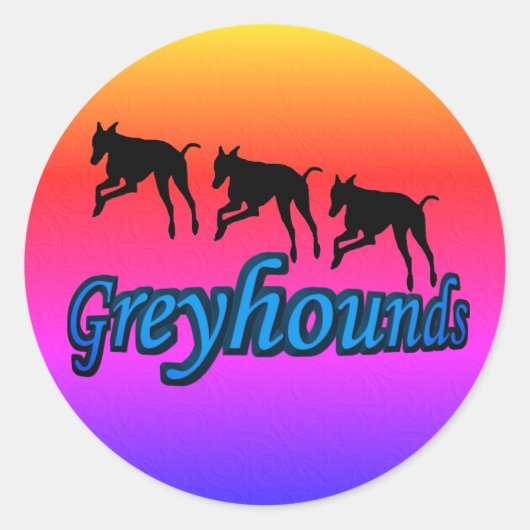 Greyhound Silhouettes Ronde Sticker (Voorkant)
