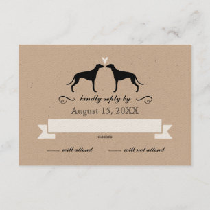 Greyhound Silhouettes Wedding RSVP Antwoord