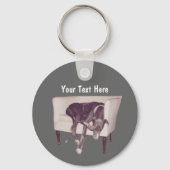 Greyhound Slapen op stoel gepersonaliseerd Sleutelhanger (Voorkant)