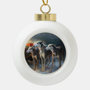 Greyhound Sneeuw Slede Kerst Decoratie