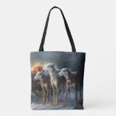 Greyhound Snowy Sleigh Kerstmisdecor Draagtas (Achterkant)