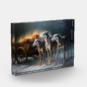 Greyhound Snowy Sleigh Kerstmisdecor Fotoblokken (Links)