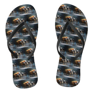 Greyhound Snowy Sleigh Kerstmisdecor Teenslippers