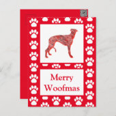 Greyhound stekelhond Silhouet Rood Vrolijk Kerstfe Briefkaart (Voorkant / Achterkant)