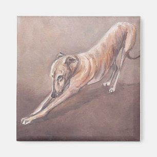 Greyhound Stretch Dog Art Magnet Magneet